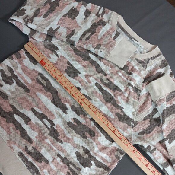 Lucky Brand Pink Camo Thermal Sweatshirt Size M - Picture 3 of 10